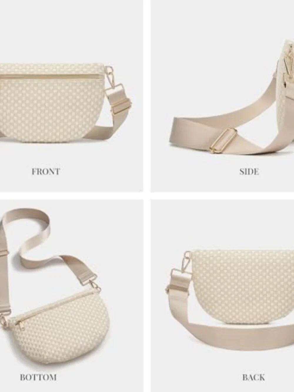 Checkered Woven Vegan Leather Crossbody Bag with Adjustable Strap
